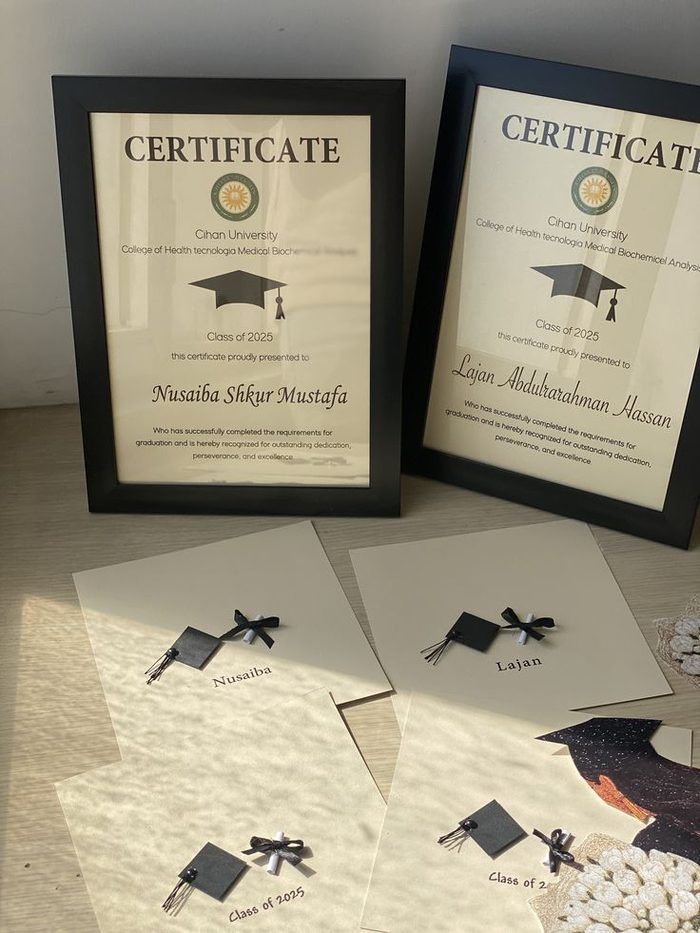 Framed printed graduation certificates