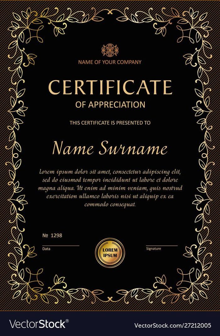 Luxury black and gold certificate design